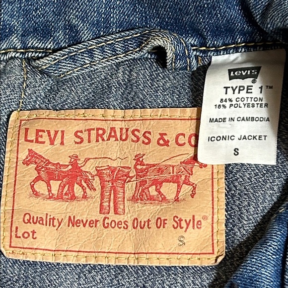 LEVI VINTAGE TYPE 1 BLUE DENIM ICONIC JACKET WOMENS SIZE S - Picture 7 of 15